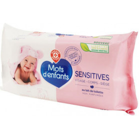 LINGETTES BEBE SENSITIVES -  MOTS D'ENFANTS x 63