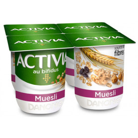 Yaourts Bifidus Activia Danone Céréales Muesli 4x110g