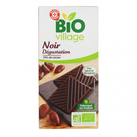 Chocolat noir Bio Village Dégustation 74% cacao 100g - Drive Z'eclerc
