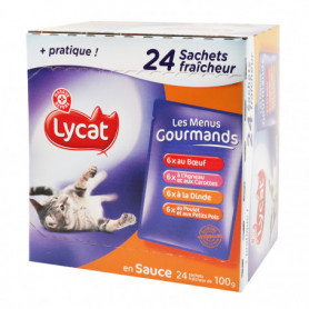Menus gourmands pour chat Lycat Viandes 24x100g