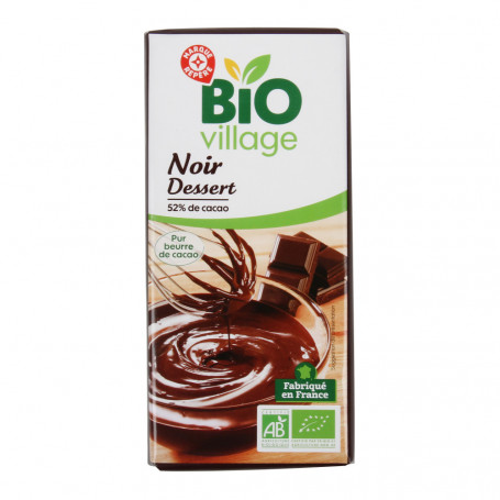 Chocolat Pâtissier Bio Village Noir - 52% cacao - 200g - Drive Z'eclerc
