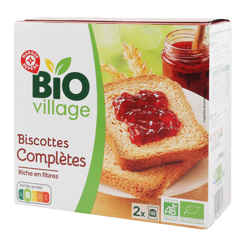 Biscottes complètes x36 BIO VILLAGE 300g - Drive Z'eclerc