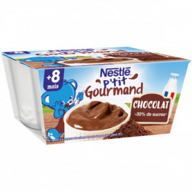 Crème P'TIT GOURMAND Nestlé Chocolat - 4 x 100g - Dès 8 mois