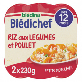 BLEDICHEF 2x230g Riz aux Légumes et Poulet  - Dès 12 mois