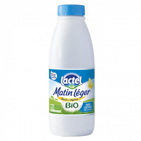 Lait Bio écrémé Matin Léger Sans lactose - Lactel - 1L