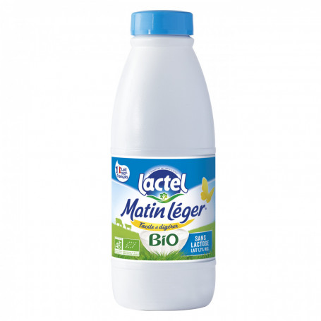 Lait Bio écrémé Matin Léger Sans lactose - Lactel - 1L - Drive Z