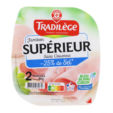 JAMBON CUIT SUP 25%SEL TRADIL 80G