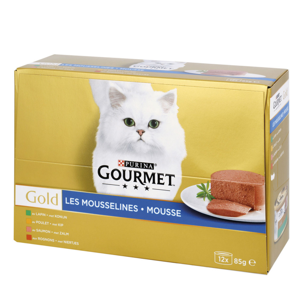 Barquettes chats Gourmet Gold Les mousselines - 12x85g - Drive Z