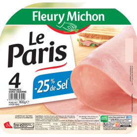 JAMBON PARIS CUIT-25%SEL 4TRANCHES- 160G