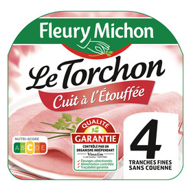 JAMBON TORCHON SANS COUENNE A L ETOUFFE 4 TRANCHES - 160G