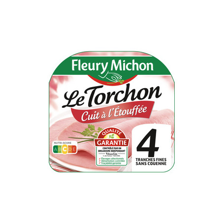 JAMBON TORCHON SANS COUENNE A L ETOUFFE 4 TRANCHES - 160G