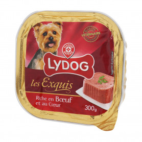 BARQUETTE CHIENS RICHE BOEUF EXQUIS LYDOG 300GRS