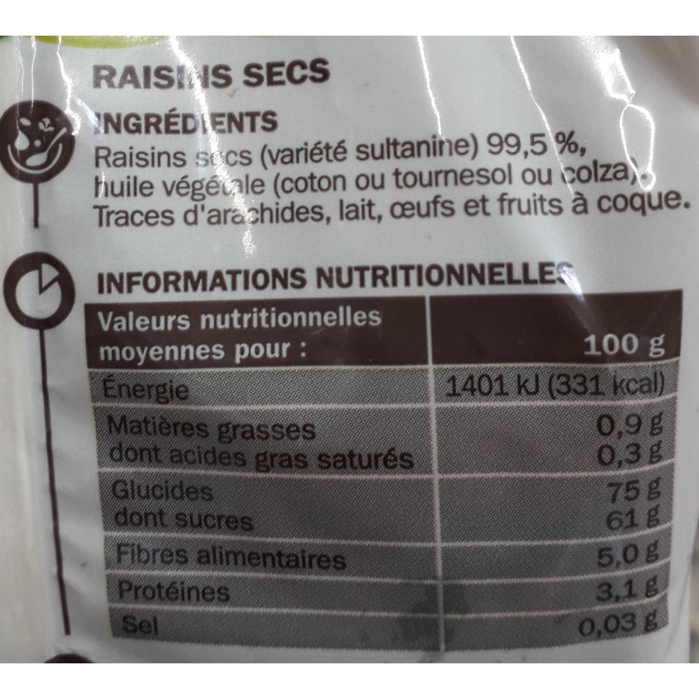 RAISINS SECS TABLIER BLANC 250GRS - Drive Z'eclerc