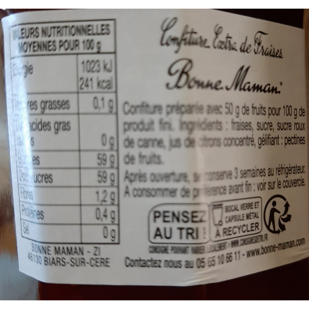 BONNE MAMAN Confiture de fraises 320g pas cher 