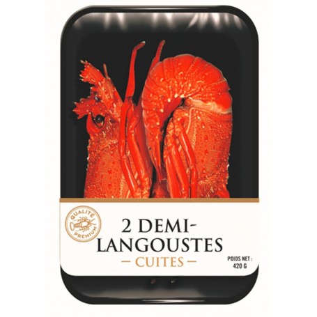 2 Demi-langoustes cuites congelées barquette 420g