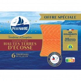 PETIT NAVIRE Saumon fumé Hautes Terres d'Ecosse 6T minimum 175g 