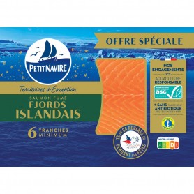 PETIT NAVIRE Saumon fumé des Fjords Islandais ASC 6T mini - 175g 