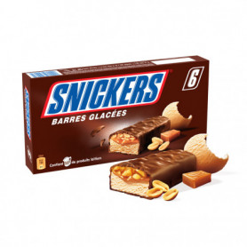 SNICKERS glace, cacahuètes et caramel fondant, enrobage cacao - 6 barres 318 ml