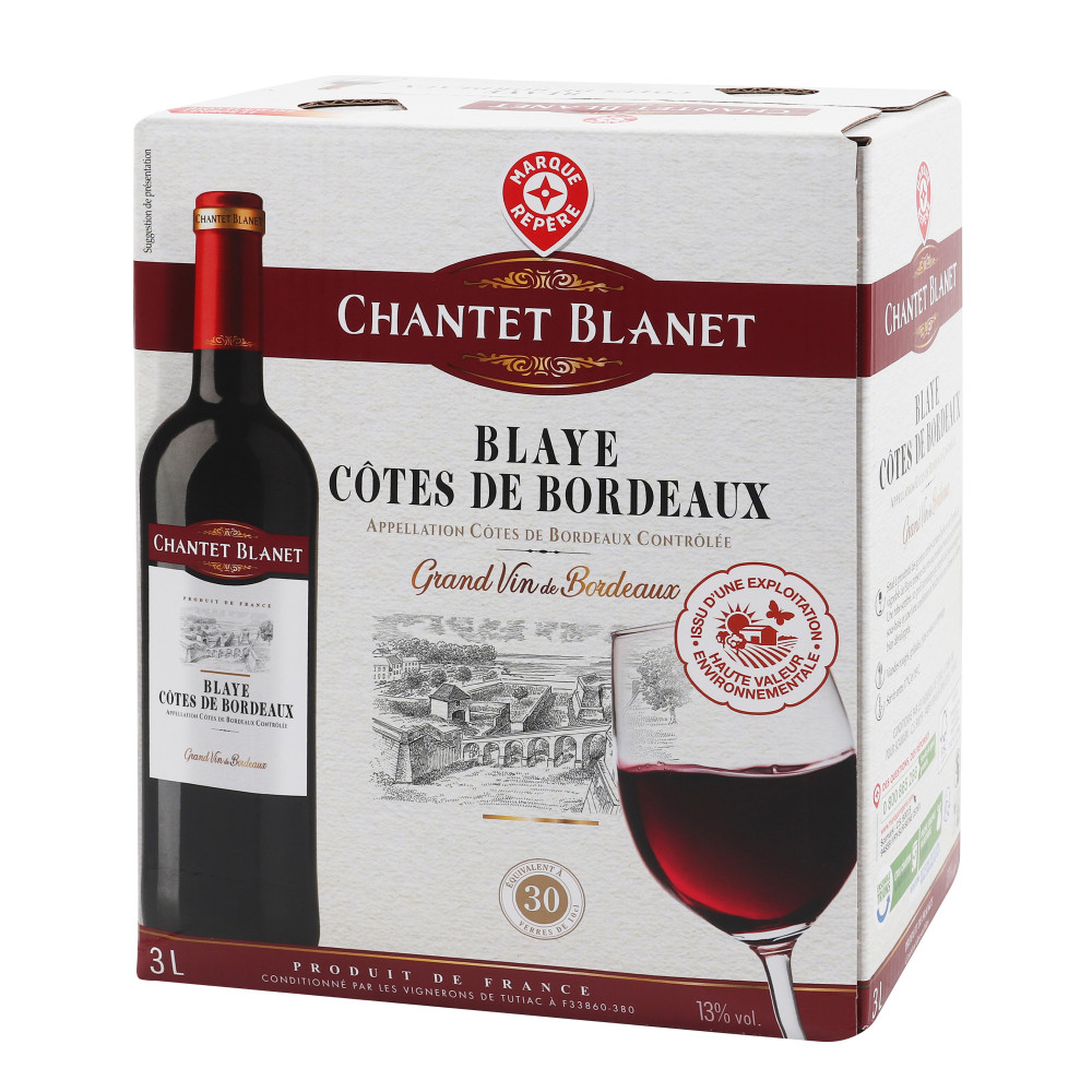 Lot 3x Vin Rouge Bordeaux Le Bedat AOC / HVE - Bouteille 750ml