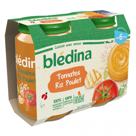 BLEDINA POTS SALES Tomates Riz Poulet 2x200g Dès 6 Mois - Drive Z'eclerc