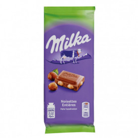 TABLETTE DE CHOCOLAT NOISETTE ENTIERE MILKA 100GRS