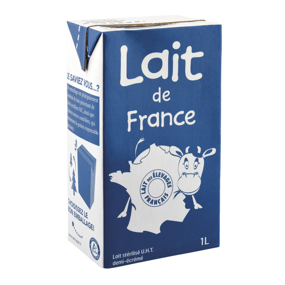 Lait demi-écrémé LAIT DE FRANCE 1L - Drive Z'eclerc