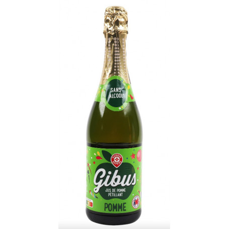 JUS DE POMME GAZEIFIE SANS ALCOOL -GIBUS - 75CL