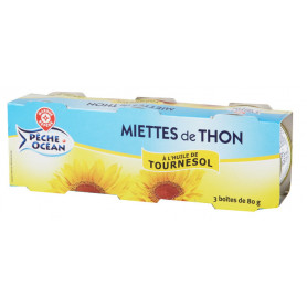 MIETTES DE THON HUILE DE TOURNESOL 3X52GR  - PECHE OCEAN