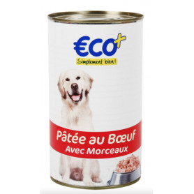 PÂTÉE AU BOEUF AVEC MORCEAUX POUR CHIEN - 1240 G - ECO +