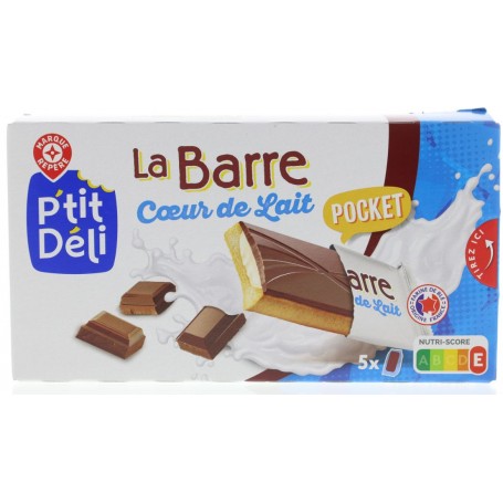 Barre Chocolat Fourrée au lait x5 - P'TIT DELI - 130g