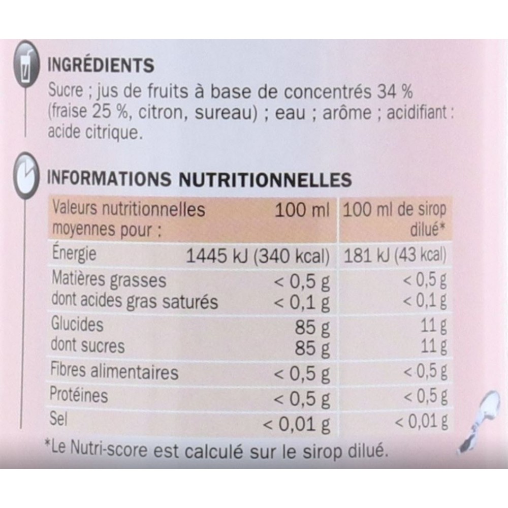 Sirop de Fraise - FRUCCI - 75cl - Drive Z'eclerc