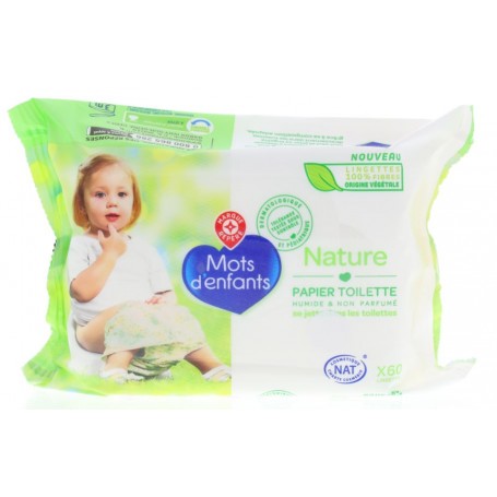 Lingettes de Toilettes Enfants Nature x60 - MOTS D'ENFANTS - Drive Z'eclerc