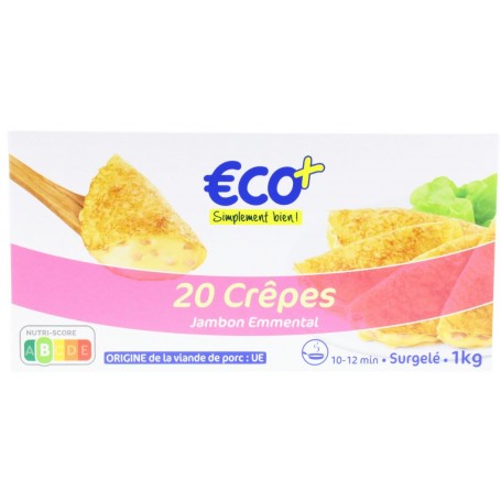 Crêpes demi lune Jambon/Emmental Surgelées - ECO+ - 20x50g (1kg)