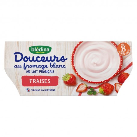 BLEDINA DOUCEUR AU FROMAGE BLANC Fraise 4x100g Dès 8 Mois