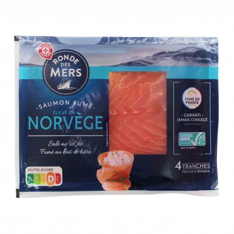 SAUMON FUME DE NORVEGE 4TR ASC 140G RONDE DES MERS
