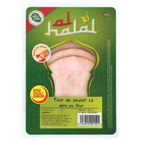 Filet de poulet doré four x5 - AL HALAL - 150g
