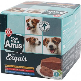 BARQUETTES POUR CHIEN TROIS SAVEURS - TOUS MES AMIS - 3X300G