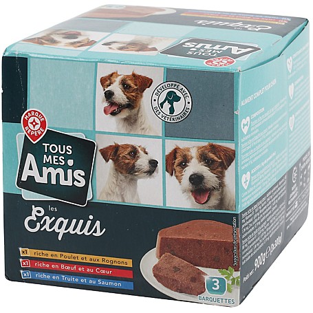BARQUETTES POUR CHIEN TROIS SAVEURS - TOUS MES AMIS - 3X300G