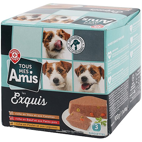 BARQUETTES POUR CHIEN 3 SAVEURS - TOUS MES AMIS - 3X300G