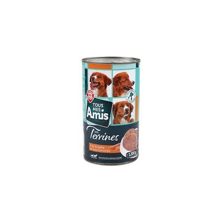 TERRINE POUR CHIEN VOLAILLE/CAROTTES - TOUS MES AMIS - 1240G