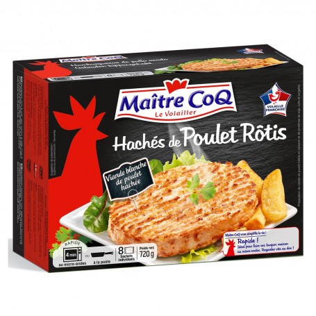 HACHE DE POULET ROTI ETUI X8 MAITRE COQ 720G SURG