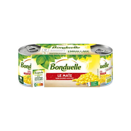 MAIS BONDUELLE SANS SUCRE AJOUTES - 3*150GR (420GR)