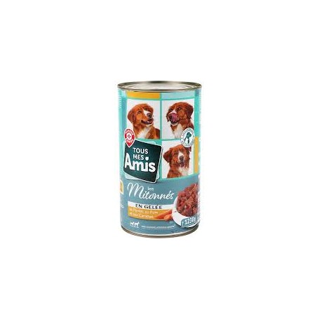 BOUCHÉES POUR CHIEN EN GELÉE POULET FOIE CAROTTES TOUS MES AMIS 1.23KG
