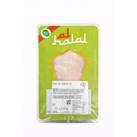 Blanc de volaille nature x5 - AL HALAL - 150g