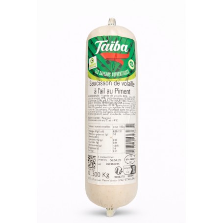Saucisson de volaille à l'ail au piment - TAÏBA - 300g