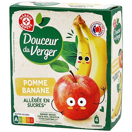 COMPOTES GOURDES POMME BANANE DU VERGER (4X90) 360GR