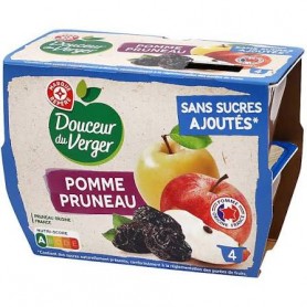 Purées pomme pruneaux SSA - Douceur du Verger - 4 x 100 g
