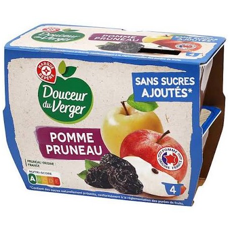 Purées pomme pruneaux SSA - Douceur du Verger - 4 x 100 g