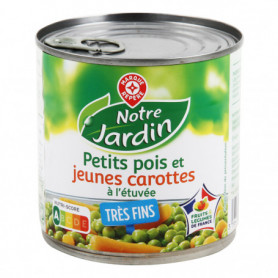PETITS POIS CAROTTES TRES FINS A L'ETUVEE -265g NOTRE JARDIN