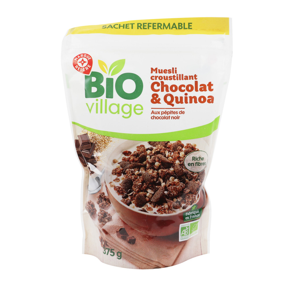 Muesli croustillant Chocolat Quinoa BIO VILLAGE 375g Drive Z'eclerc